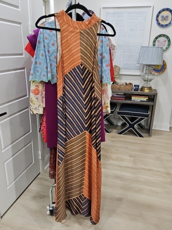 FARM Rio Dresses & Skirts - FARM Rio Multicolor Geometric Stripe Maxi Dress - Orange & Navy